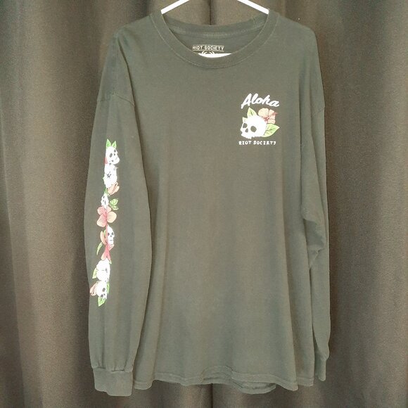 Street Wear Riot Society Long Sleeve T-shirt Men's Size XL Hawaiin Skull Dancer - Picture 1 of 9
